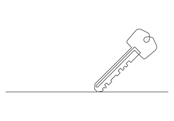 key continuous one line drawing. Symbol of security. Isolated on white background vector illustration. Pro vector. 