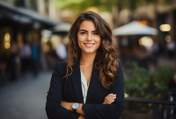 Confident Female Entrepreneur: Happy Smiling Professional Business Women Portrait, Generative AI