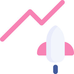 Growth statistics in flat icon. Analytics, reports, startup, company, rocket launch