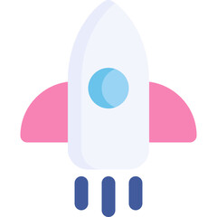 Rocket launch in flat icon. Startup, business, development, company