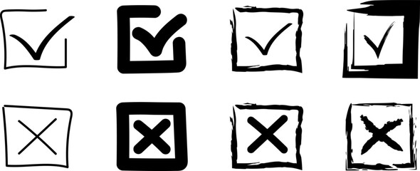 Check mark icon vector set on transparent background. Approval check icon isolated. Check Mark icons. Correct vote choice. Vector EPS 10