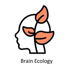 Brain Ecology vector Filled outline Design illustration. Symbol on White background EPS 10 File 