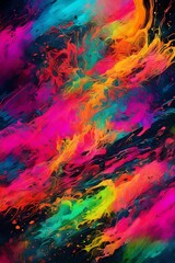 abstract painting art with bursts of bright color
