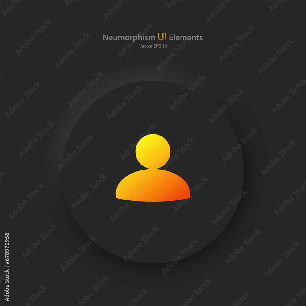 Poster round button with a person icon on a black background. user interface elements in the style of neumo