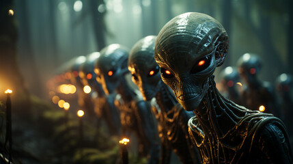 Aliens at night field.