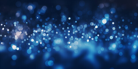 Blue bokeh glitter wallpaper background design   Christmas glowing bokeh confetti and sparkle texture overlay for your design Sparkling blue dust  back ground  Ai Generative    