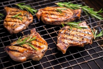 grilled chops with rosemary sprigs overheat