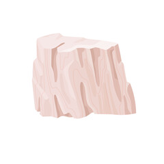 Pressed limestone with ragged surface. Rough stone with irregular shape: chalk, gypsum, calcite. Natural rock for decoration, organic materials. Flat isolated vector illustration on white background