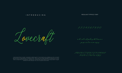 Abstract Calligraphy font alphabet. Minimal modern urban fonts for logo, brand etc. Typography typeface uppercase lowercase and number. vector illustration
