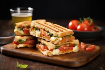 grilled brick-pressed mozzarella and tomato sandwich