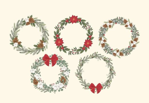 Christmas Wreath Illustration Set