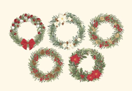 Christmas Wreath Illustration Set
