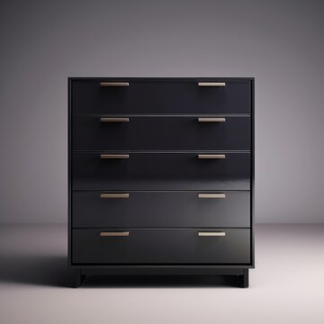 a black dresser with silver handles