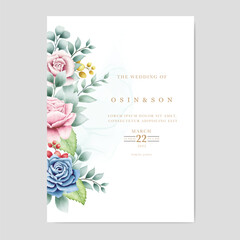 Elegant watercolor floral wedding invitation card set 