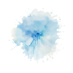 Blue Watercolor Vector Background. Round Stain Isolated on White.