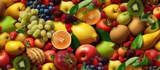 various kinds of colorful fresh fruit