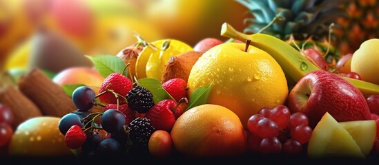 various kinds of colorful fresh fruit