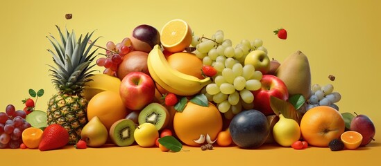 various kinds of colorful fresh fruit