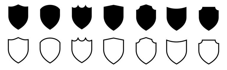 Shield icon set. Protect shield security line icons. Symbol, sign, logo. Design elements for concept of safety and protection. Vector illustration