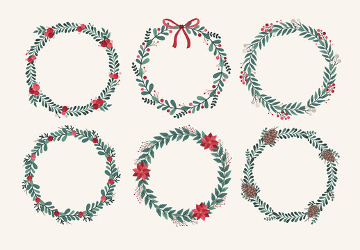 Christmas Wreath Illustration Set
