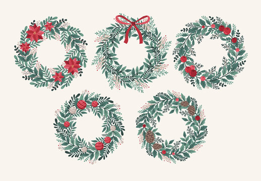 Christmas Wreath Illustration Set