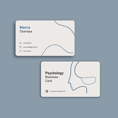 a minimal and creative psychology business card in blue and white color - obrazy, fototapety, plakaty