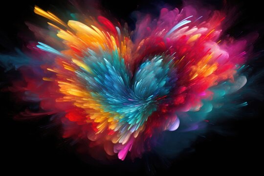 Abstract blur heart shape colorful, Heart symbol is a sign of love. Generative AI