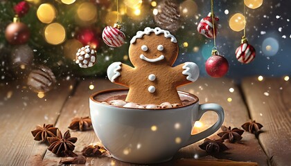 christmas gingerbread cookies and coffee