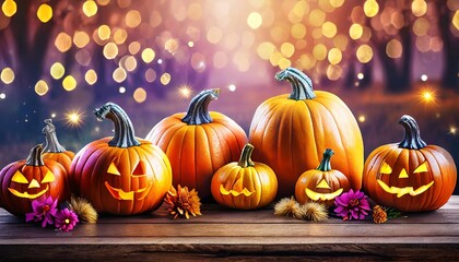 halloween background with pumpkins