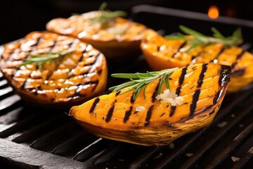 grilled sweet potatoes cut in half, showcasing soft interior