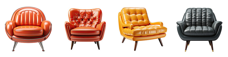 retro vantage armchairs  Hyperrealistic Highly Detailed Isolated On Transparent Background Png File