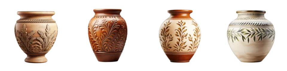 Foto op Plexiglas retro vantage old clay jar vase    Hyperrealistic Highly Detailed Isolated On Transparent Background Png File © Wander Taste