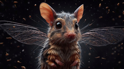 AI Generated Realistic Illustration of a Mouse with Wings Wallpaper