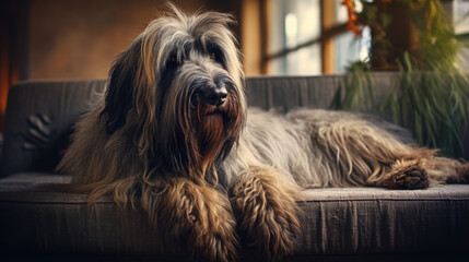 Naklejka na ściany i meble A serene home corner features a contented canine companion.