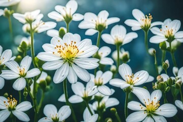 Close up little white flower in nature - AI Generative
