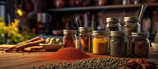 kitchen spices and poster background