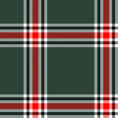 Seamless Green, Black, White Tartan Plaid Pattern