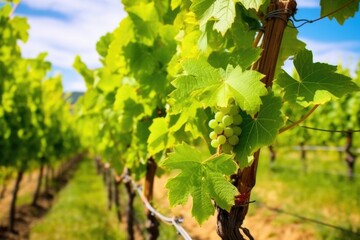close up of organic grapevines in vineyard