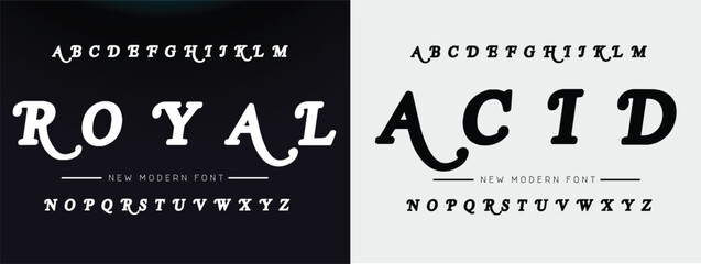 Premium luxury elegant alphabet letters and numbers. Elegant Tech typography classic serif font decorative vintage retro. Creative vector illustration - obrazy, fototapety, plakaty