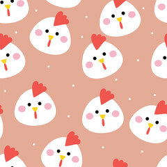 Cute chicken cartoon seamless pattern. cute animal wallpaper illustrations for gift wrapping paper