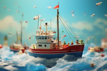 漁船のジオラマ
