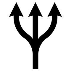 Triple path icon, triple arrow from one, Neptune trident