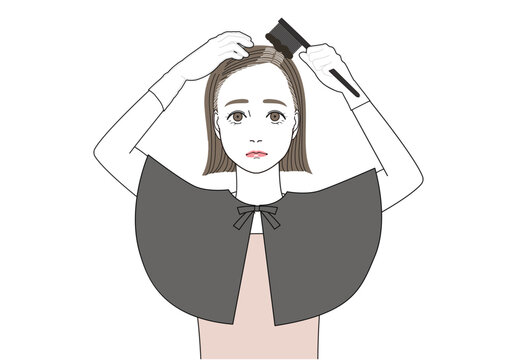 自分で白髪染めをしている女性