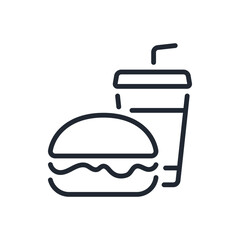 Fast food editable stroke outline icon isolated on white background flat vector illustration.