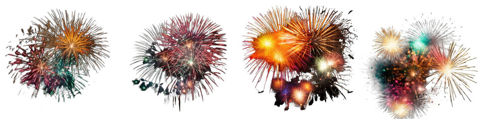 Gorgeous multi-colored fireworks display Firework Hyperrealistic Highly Detailed Isolated On Transparent Background Png File