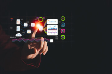 Businessman's Virtual Data Dive AI Technology and Database Analysis