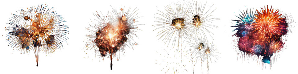 Beautiful colorful firework display Firework Hyperrealistic Highly Detailed Isolated On Transparent Background Png File