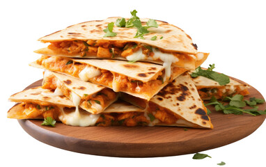 Flavorful Butter Chicken Quesadillas on Transparent Background