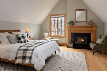 bedroom interior in a classic wood-shingle house