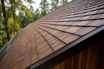 close-up of the detailed shingles on a veranda roof